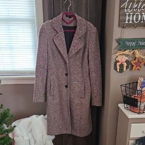 Women's Lg Express Design Studio Long Tweed Coat - Pinkish And Grey Speckled